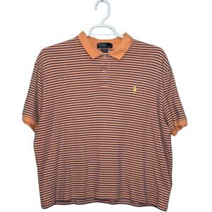 Ralph Lauren men orange blue stripes short sleeves polo shirt size XL